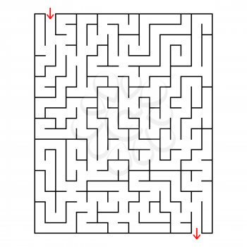 Abstract rectangular labyrinth. An interesting and useful game for children. With the entrance and exit. Simple flat vector illustration isolated on white background