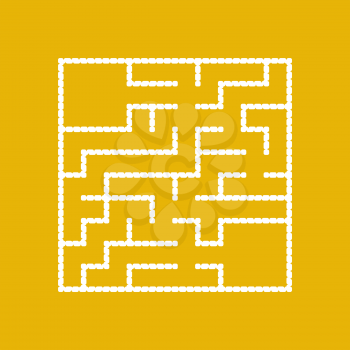 White square labyrinth with entrance and exit. An interesting game for children. A simple flat vector illustration isolated on a colored background. With a place for your drawings