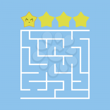 A colored square labyrinth with an entrance and an exit. Difficulty level. Lovely toon. Simple flat vector illustration isolated on white background