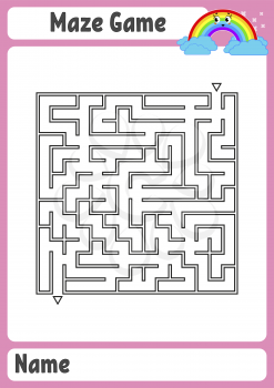 Abstract square maze. Kids worksheets. Activity page. Game puzzle for children. Cute cartoon rainbow. Labyrinth conundrum. Vector illustration.