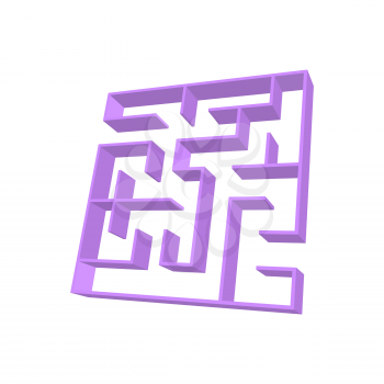 Abstract colored square maze. 3D surround style. Game for kids. Puzzle for children. One entrance, one exit. Labyrinth conundrum. Vector illustration
