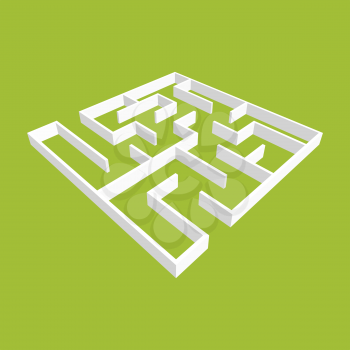 Abstract white square maze. 3D surround style. Game for kids. Puzzle for children. One entrance, one exit. Labyrinth conundrum. Vector illustration