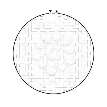Difficult round labyrinth. Game for kids. Puzzle for children. One entrance, one exit. Maze conundrum. Flat vector illustration isolated on white background.