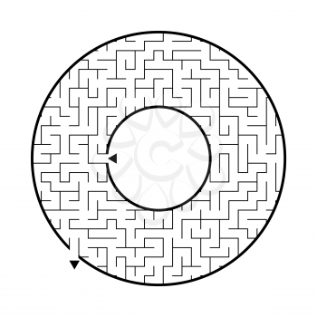 Abstract round maze. Game for kids. Puzzle for children. One entrance, one exit. Labyrinth conundrum. Flat vector illustration isolated on white background. With place for your image