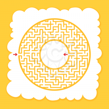 Color round labyrinth. Game for kids. Puzzle for children. One entrance, one exit. Labyrinth conundrum. Flat vector illustration. With place for your image