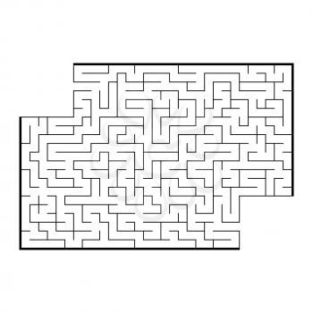 Abstract rectangular maze. Game for kids. Puzzle for children. One entrance, one exit. Labyrinth conundrum. Flat vector illustration isolated on white background. With place for your image