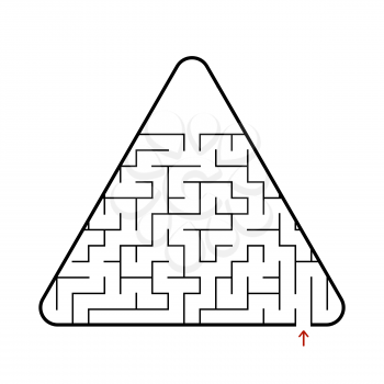 Abstract triangular labyrinth. Game for kids. Puzzle for children. One entrance, one exit. Labyrinth conundrum. Flat vector illustration isolated on white background. With place for your image