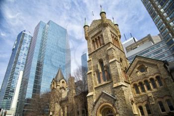St-Andrew's presbyterian church in a middle of business building in Toronto, Ontario