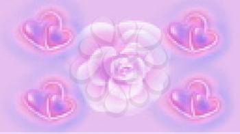 Royalty Free HD Video Clip of a Rotating Rose Surrounded by Shimmering Hearts 