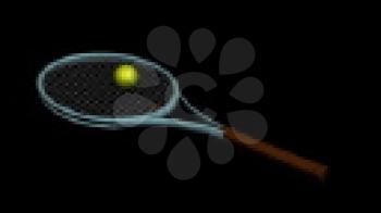 Royalty Free Video of a Rotating Tennis Racket and Ball