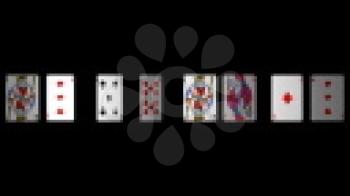 Royalty Free Video of a Line of Rotating Playing Cards
