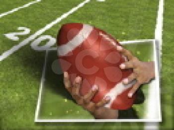 Royalty Free Video of Hands on a Football in Front of a Football Field